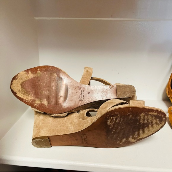 J.Crew Tan Suede Watson Wedge Sandals, Size 9 - Picture 4 of 6